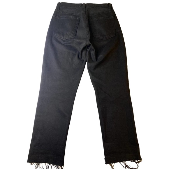 Reformation Julia High Cigarette Ankle Fray Jean Black Destroyed Womens Size 25 - Picture 1 of 4